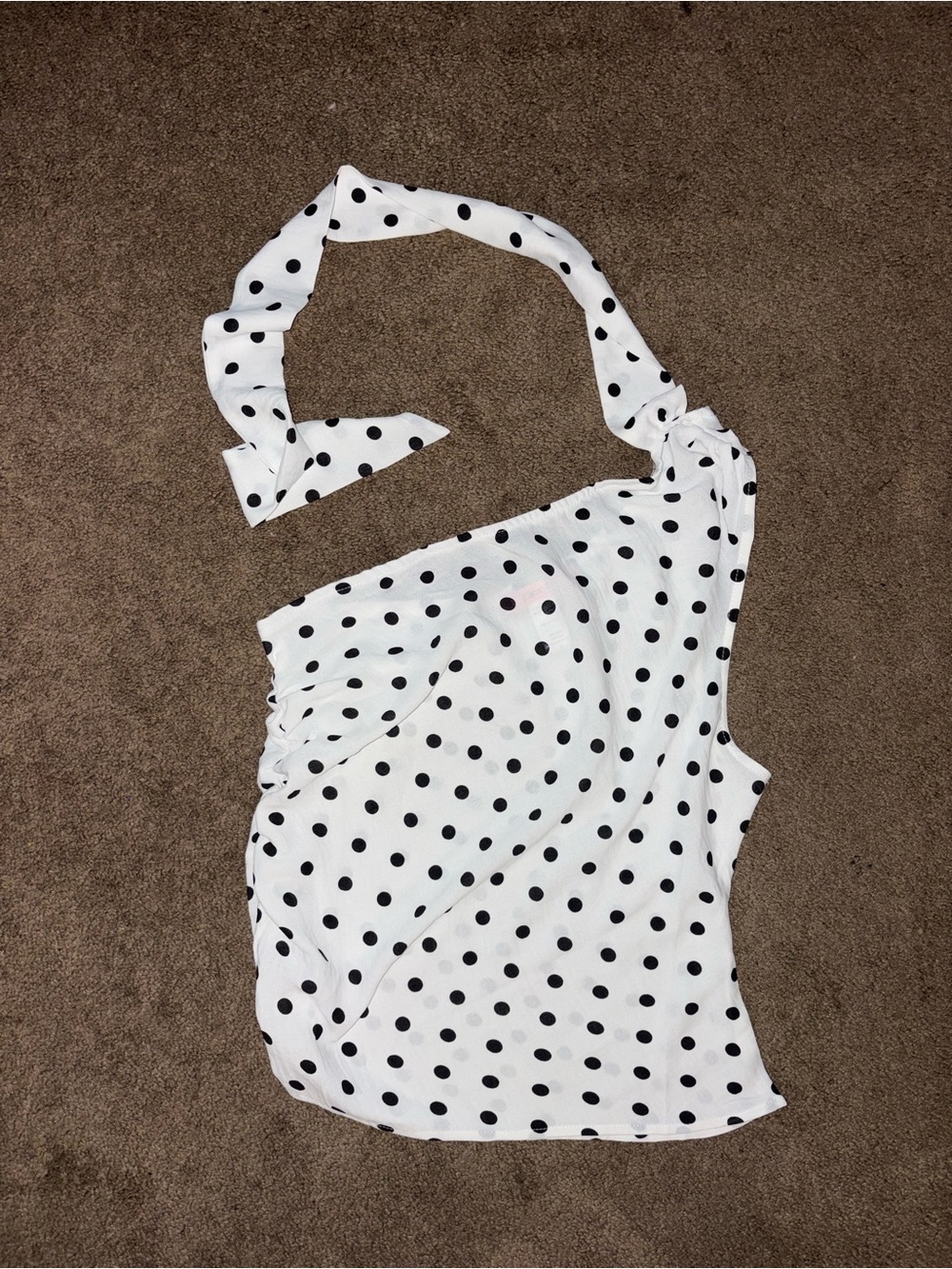 NWOT Polka Dot One-Shoulder Scarf Top